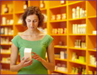 Woman examining dietary supplements
